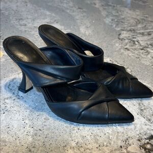 Marc Fisher Black Leather Mules